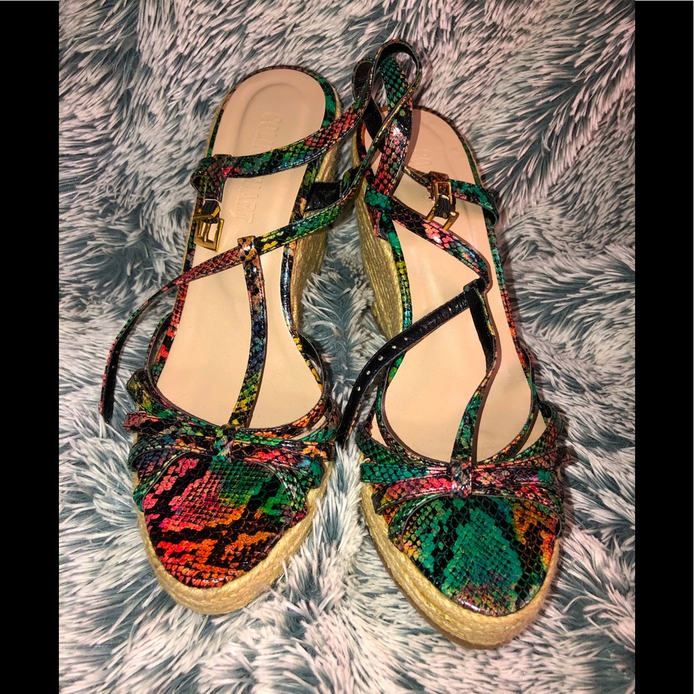 Super fun size 8.5 rainbow snakeskin espadrilles